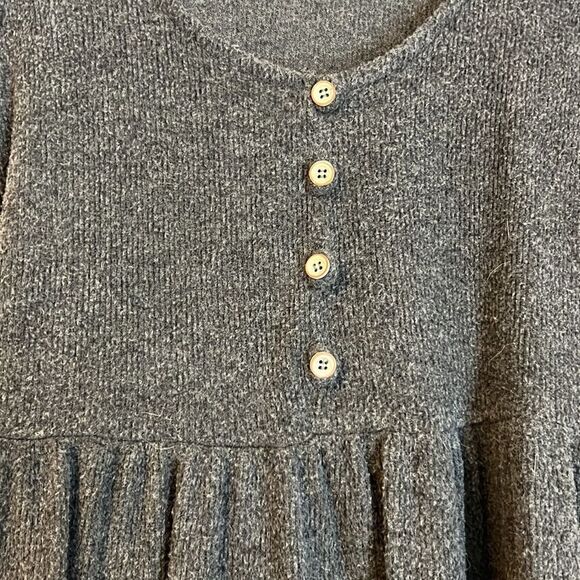 Charcoal Grey Flutter Sleeve Sweater Dress Size: Medium - Picture 3 of 6